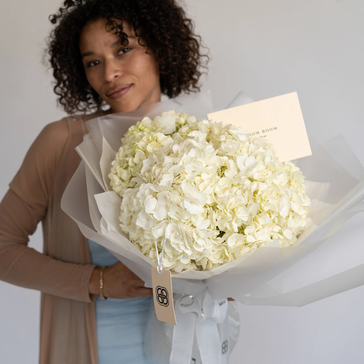 Bouquet with white hydrangea flowers