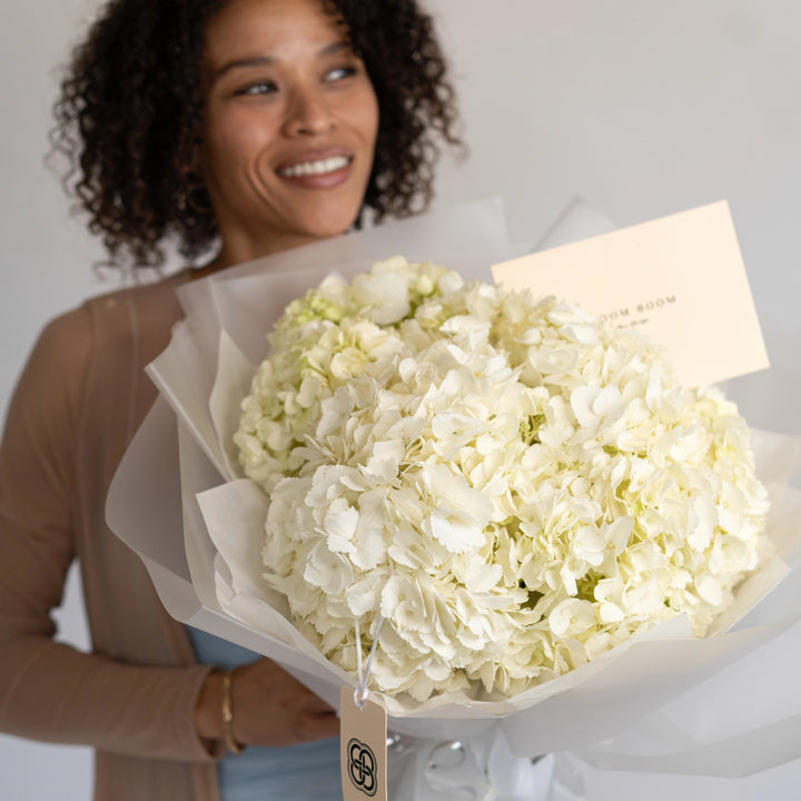 Bouquet with white hydrangea flowers