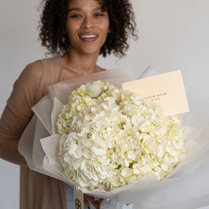 Bouquet with white hydrangea flowers