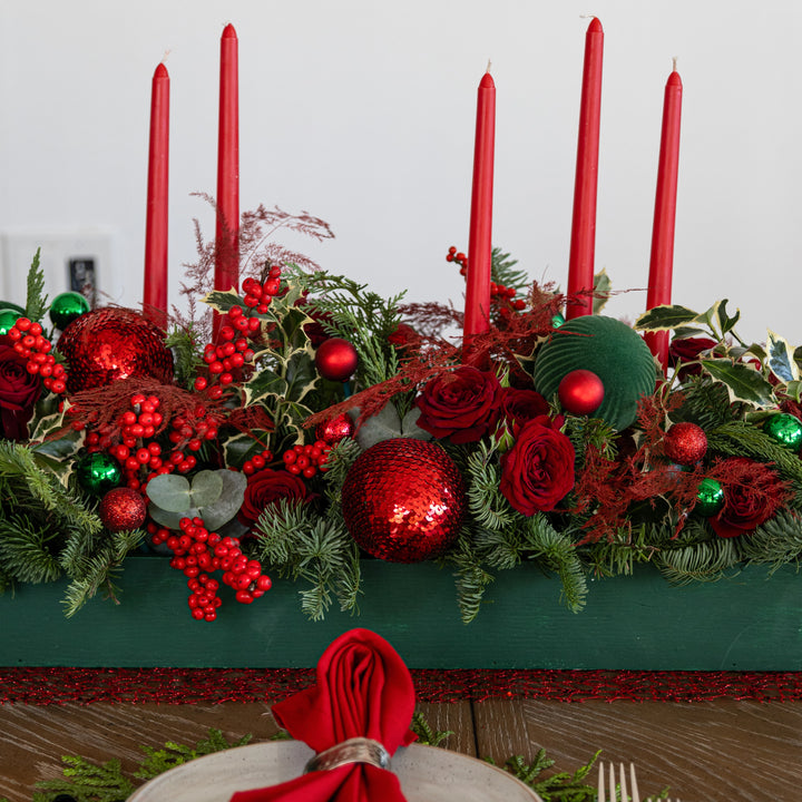 Traditional floral Christmas centerpiece