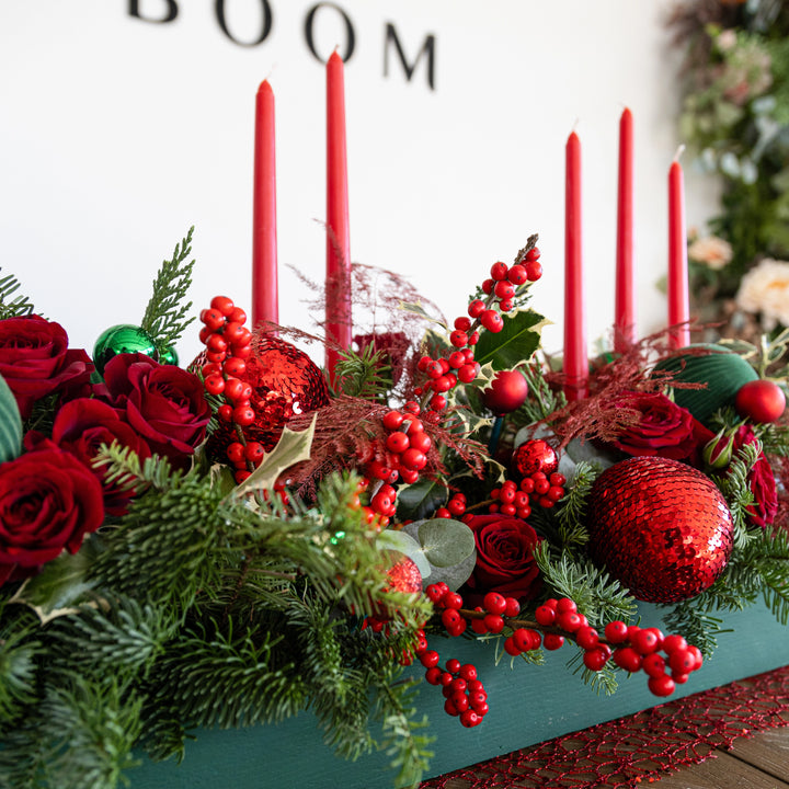 Traditional floral Christmas centerpiece