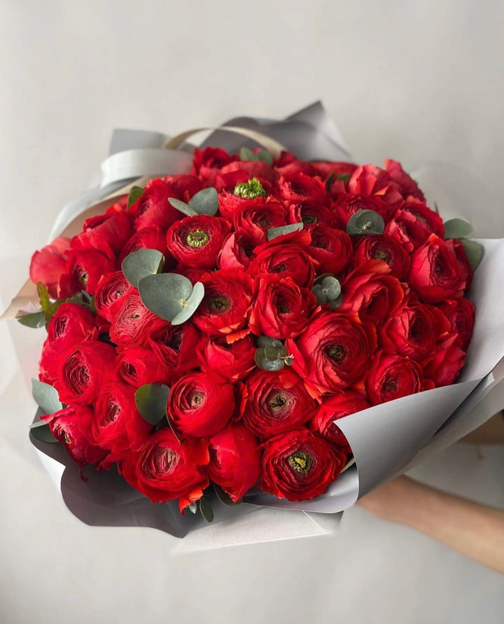 Bouquet of 51 red ranunculus