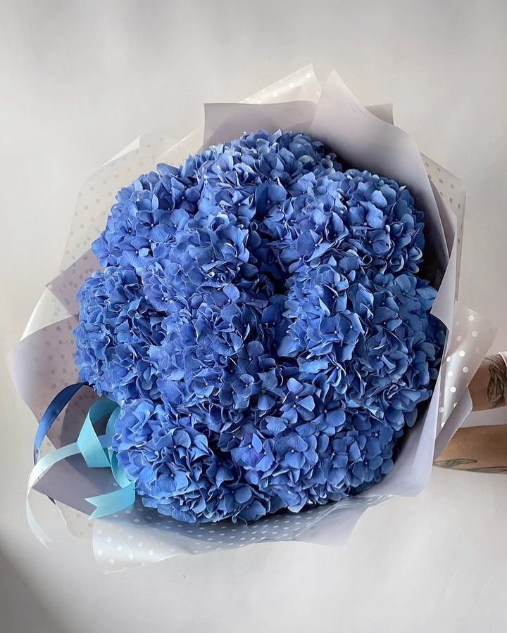 Bouquet with blue hydrangea