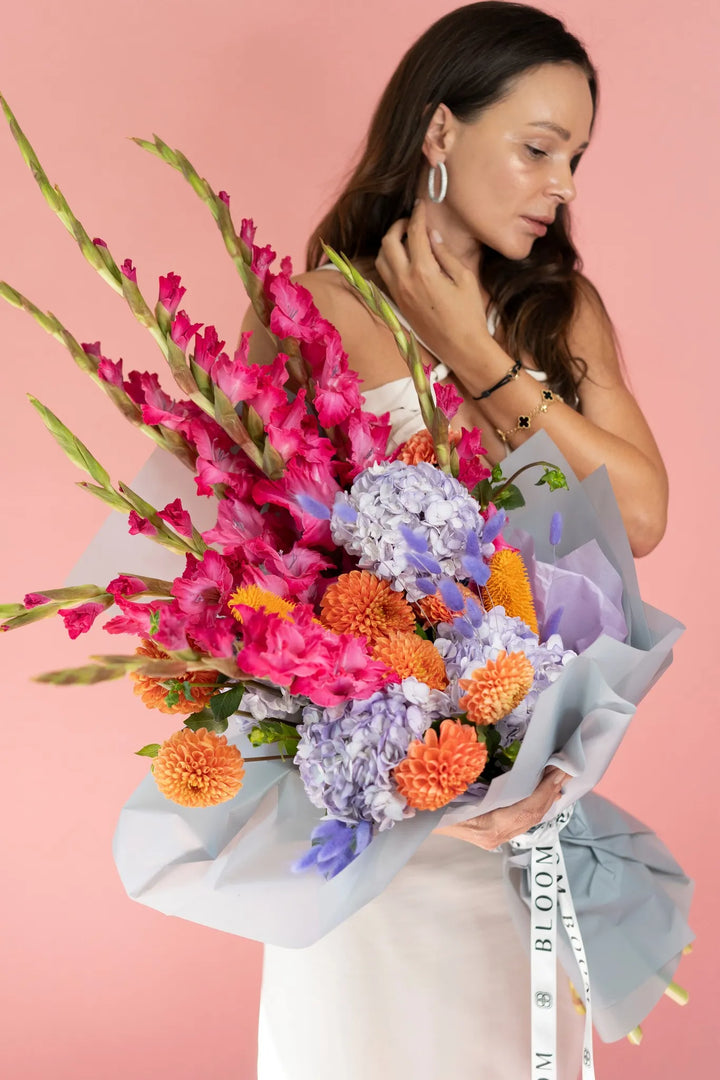 Bouquet Summer Symphony with gladiolus and hydrangea