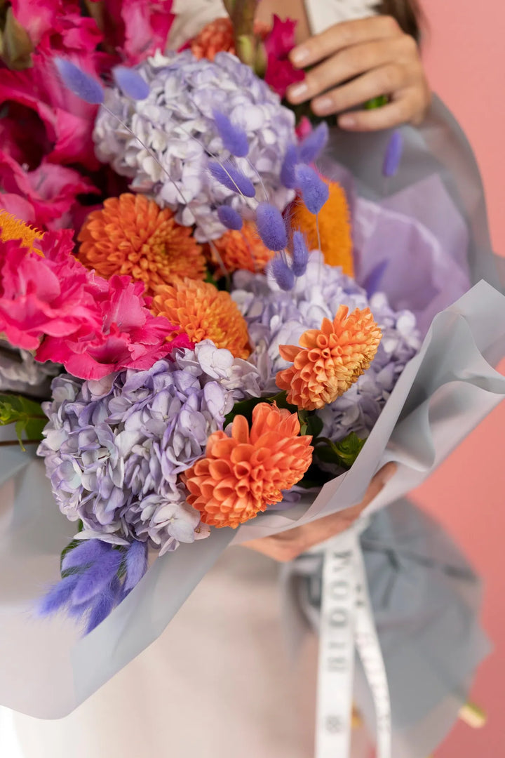 Bouquet Summer Symphony with gladiolus and hydrangea