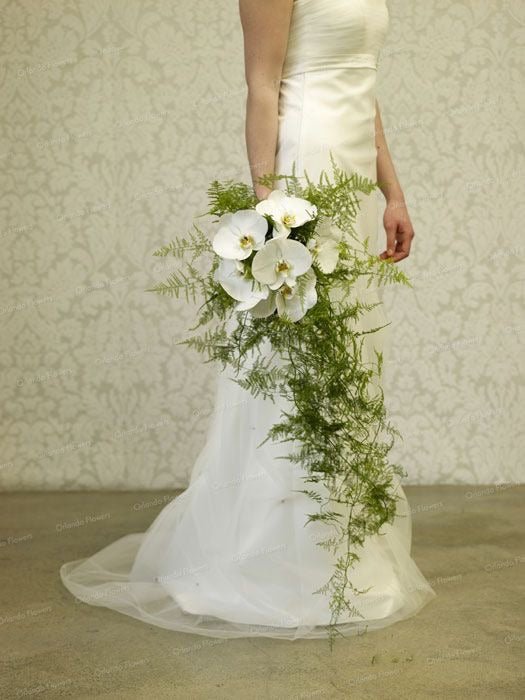 Bridal bouquet with orchid and plumosa asparagus