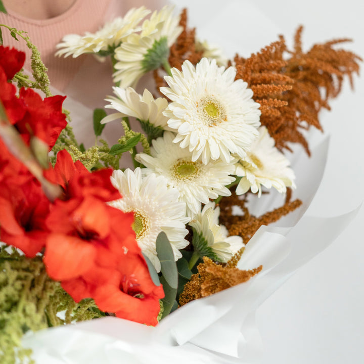 Bouquet "Mystic Floral Cascade" with gladiolus and gerbera