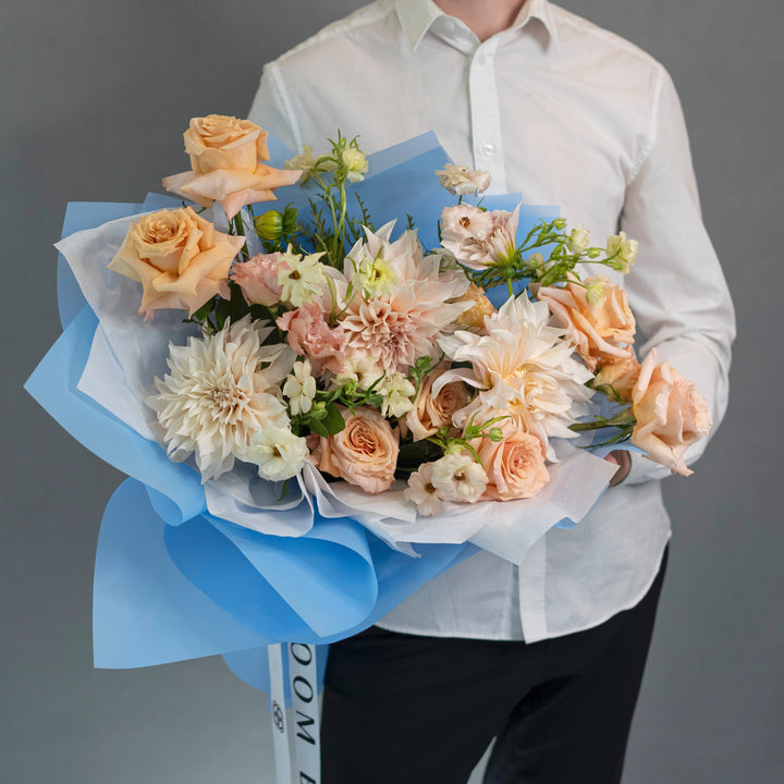 Bouquet "Celestial Blossoms" with rose and eustoma