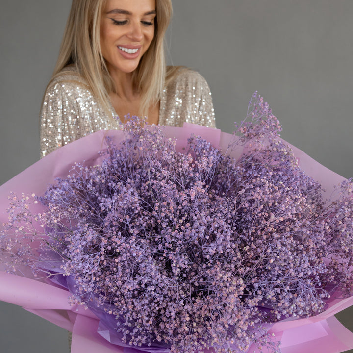 Bouquet 15 purple giant baby breath flowers