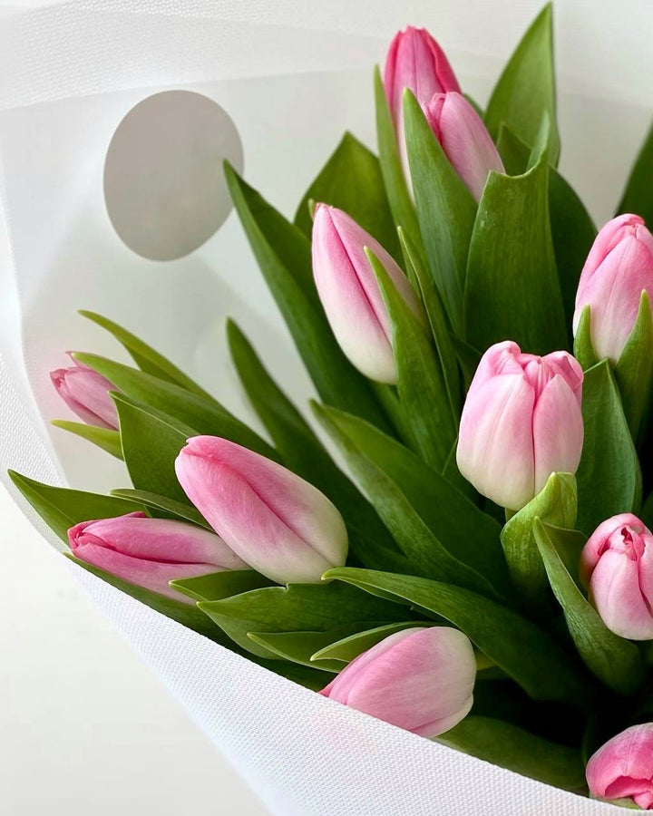 Bouquet of 21 pink tulips