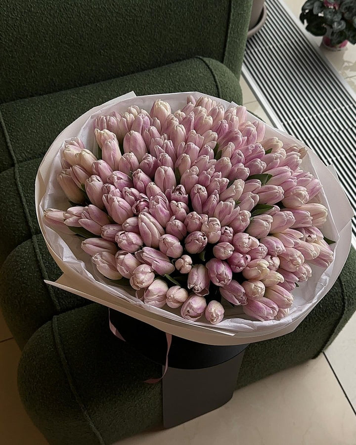 Bouquet of 151 delicate pink tulips