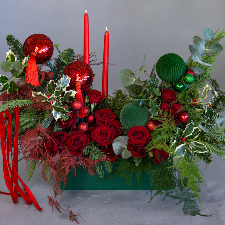 Flower box "Traditional floral Christmas Wooden"