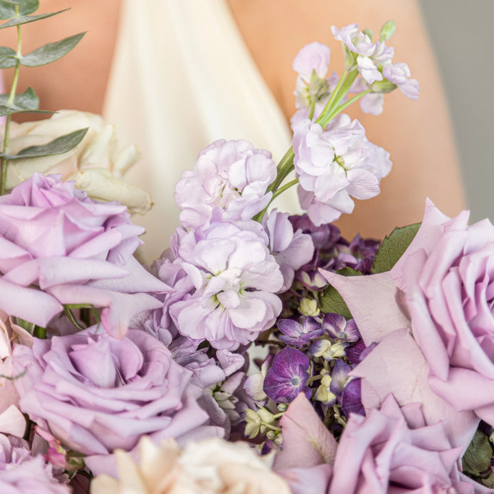 Small bouquet "Lilac ice-cream" with hydrangea rose carnation