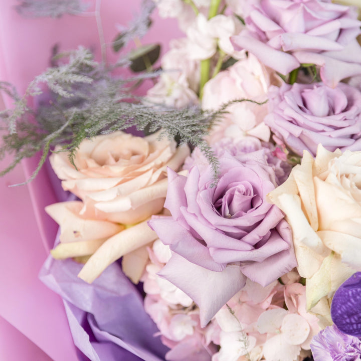 Small bouquet "Lilac ice-cream" with hydrangea rose carnation