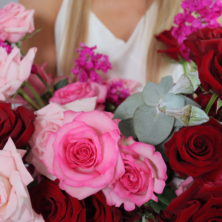 Basket Whispers of Love with hydrangea and roses