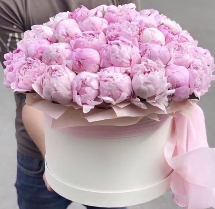 Box of flowers from 50 peonies