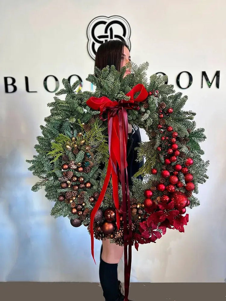 Christmas wreath with pearl bead decorations