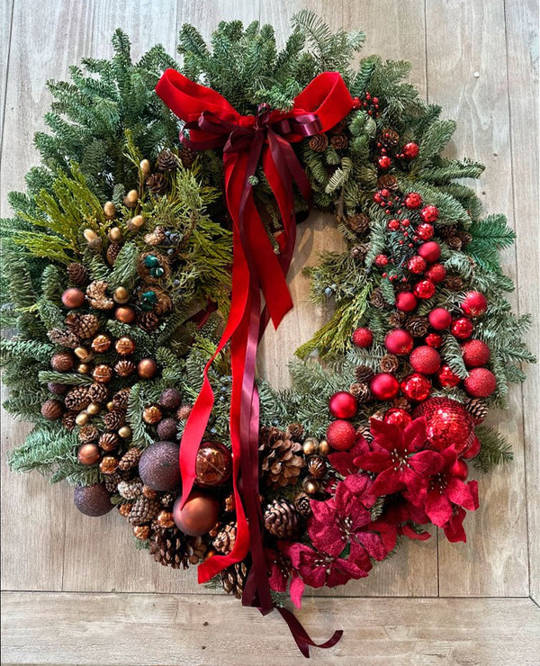 Elegant holiday wreath with pearl accents